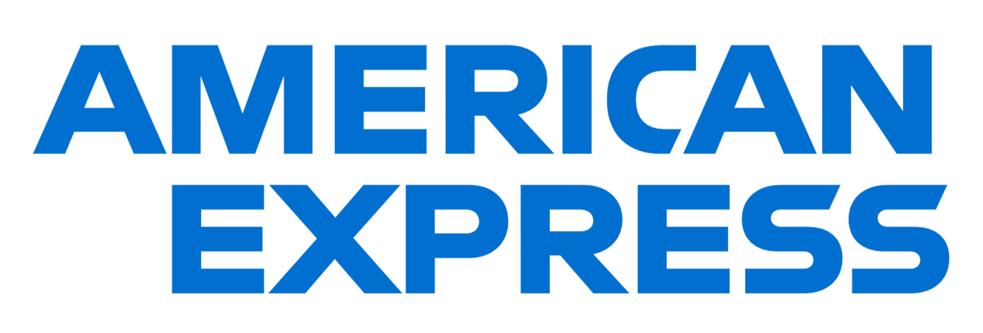 Blue “AMERICAN EXPRESS” text on a dark green rectangle with white margins.